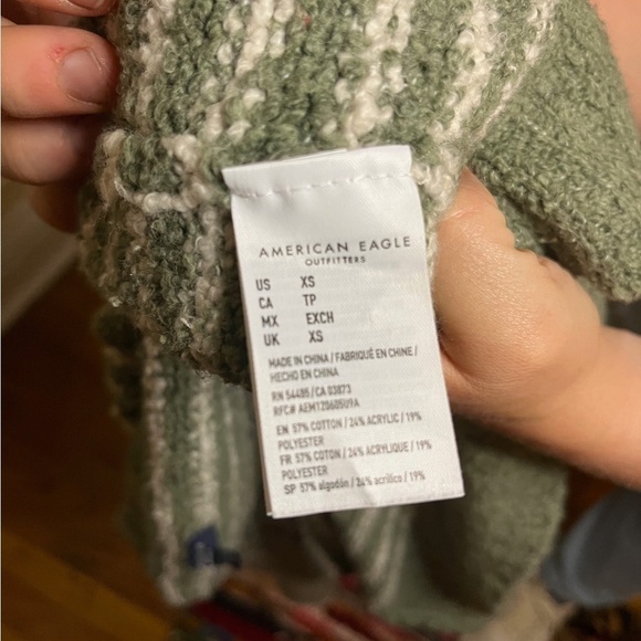 American Eagle Green and White Striped Jegging Fit Sweater with Buttons size XS - Picture 5 of 5